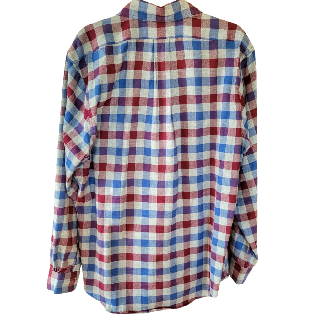 Brooks Brothers // M's Regent Sports Shirt // L // Royal Blue, Grey & Merlot - Picture 6 of 8